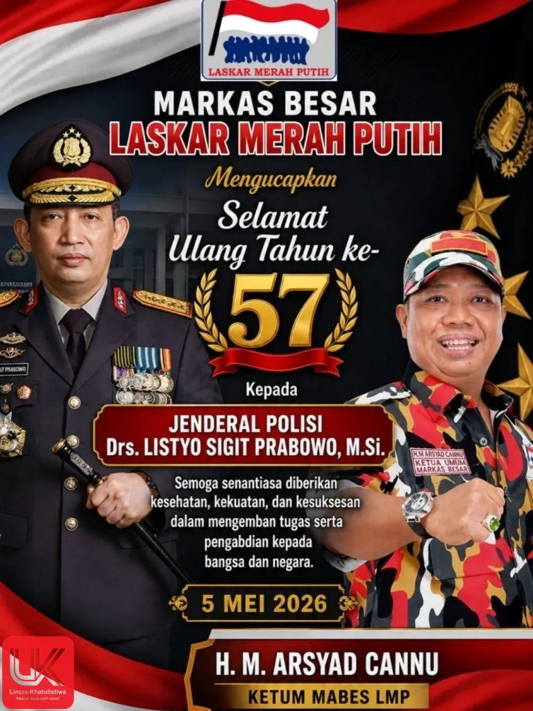 Ketua Umum Laskar Merah Putih Ucapkan Selamat Ulang Tahun ke 57 kepada Kapolri Jenderal Listyo Sigit Prabowo