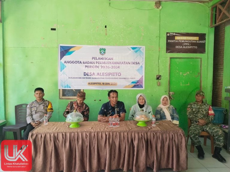Bhabinkamtibmas dan Babinsa Kompak Hadiri Pelantikan Anggota BPD Desa Alesipitto Periode 2026–2034