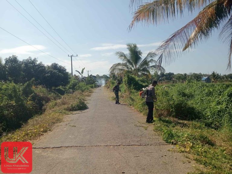 Bhabinkamtibmas Polsek Ma’rang Bersama Babinsa dan Warga Gotong Royong Bersihkan Lingkungan Desa Binaan