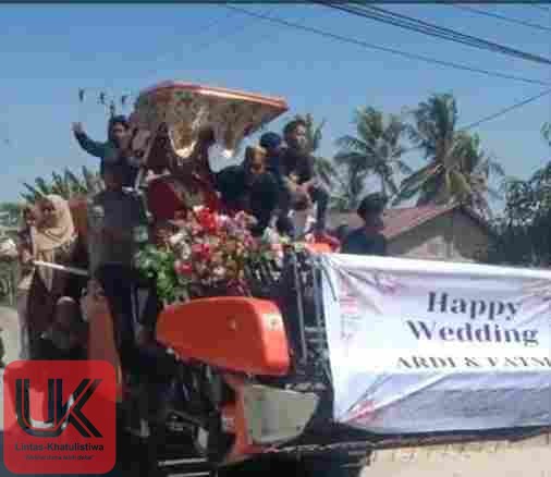 VIRAL & UNIK! Antar Pengantin Pakai Alat Combine, Luapan Kegembiraan Petani di Desa Alatengae Maros