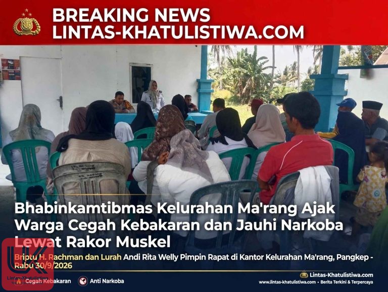 Bhabinkamtibmas Kelurahan Kelurahan Ma’rang Ajak Warga Cegah Kebakaran dan Jauhi Narkoba Lewat Rakor Muskel