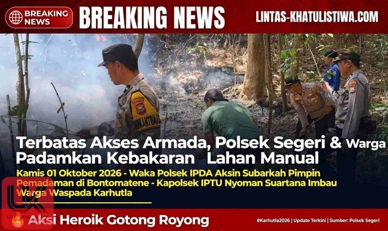 Terbatasnya Akses Armada, Polsek Segeri dan Warga Berjibaku Padamkan Kebakaran Lahan Secara Manual