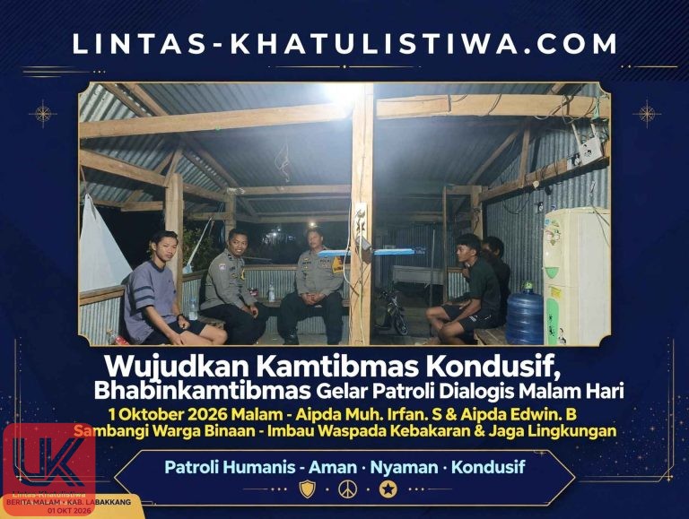 Wujudkan Kamtibmas Kondusif, Bhabinkamtibmas Gelar Patroli Dialogis Malam Hari