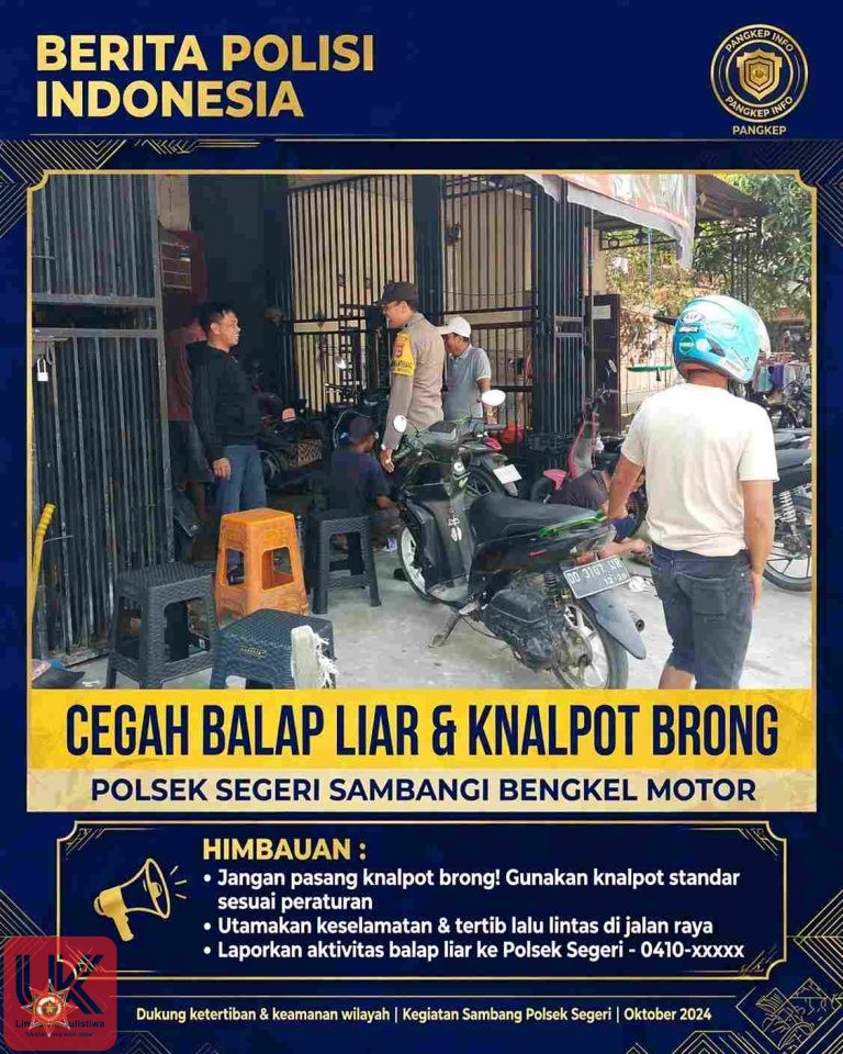 Cegah Balap Liar dan Knalpot Brong, Polsek Segeri Sambangi Bengkel Motor Beri Himbauan
