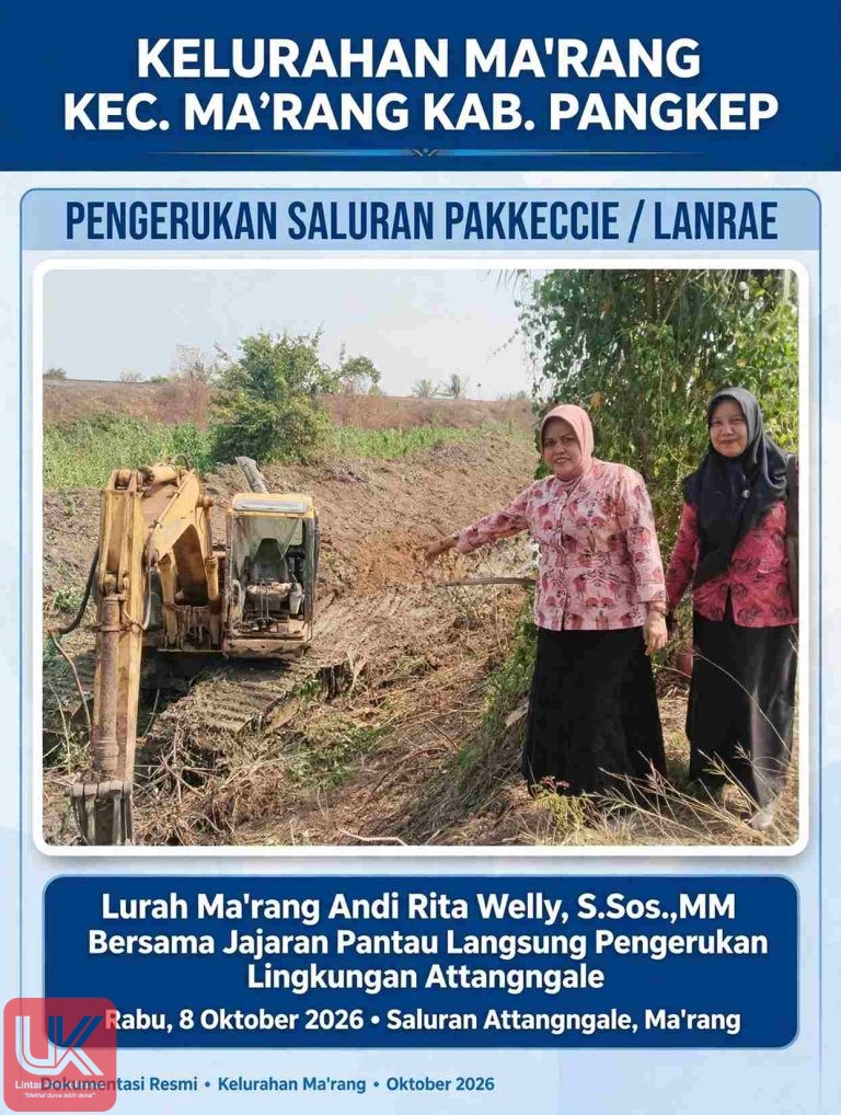 Lurah Ma’rang Andi Rita Welly, Kawal Langsung Pengerukan Saluran Pakkeccie Di Attangngale.