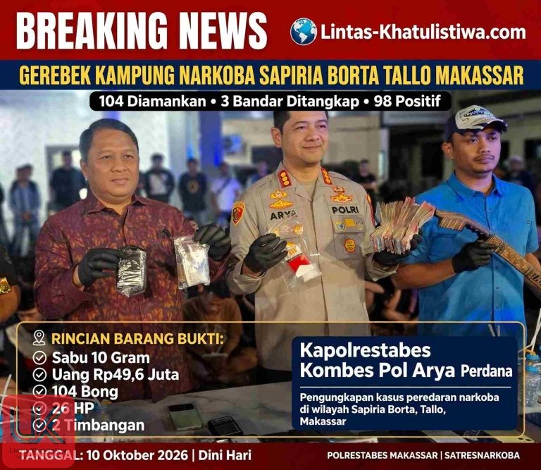 GEGER KAMPUNG NARKOBA SAPIRIA BORTA DIGEREBEK, 104 ORANG DIAMANKAN, 3 BANDAR DITANGKAP