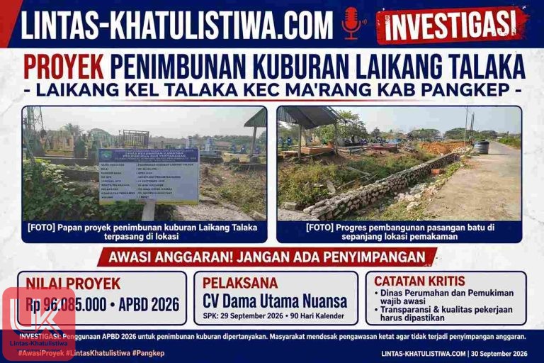 Anggaran Rp 96.085.000 Untuk Penimbunan Kuburan Laikang Ma’rang, Warga: Awasi Jangan Ada Penyimpangan