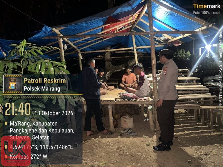 Cegah Gangguan Kamtibmas, Kanit Reskrim Polsek Ma’rang Bersama Anggota Piket Laksanakan Patroli